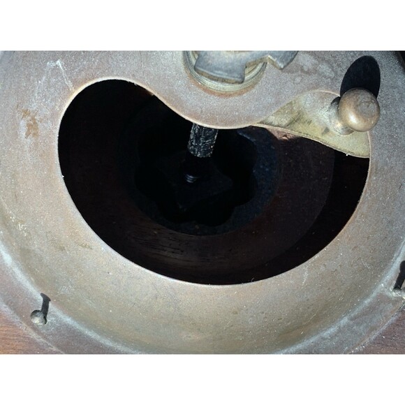 Antique Rare UNIQUE Hand Mill Brass Metal Vintage Wood Coffee Grinder Millstones - Picture 7 of 12